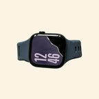 Abyssal Midnight Navy Ocean Wave Apple Watch Band — angled wrist view showing deep navy tone