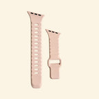 Pale Quartz Ocean Wave Silicone Apple Watch Band — Specimen No. 7589 - Carapace StudioApple Watch BandCarapace StudioCarapace StudioCS-7589-QTZ-1Apple Watch Ultra 3 (49mm)Pale Quartz Ocean Wave Apple Watch Band — flat lay with watch and band components