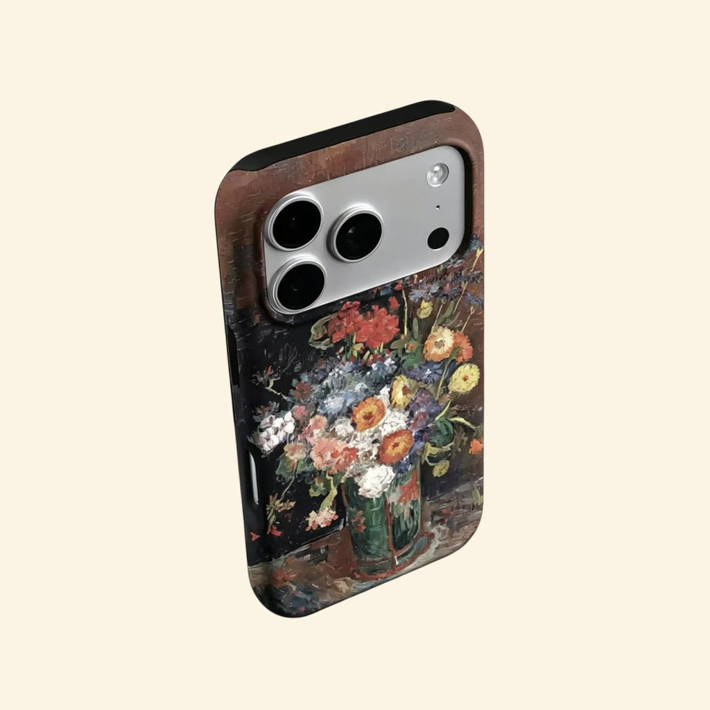 The Artist’s Vase – Impressionist Floral Bouquet Fine Art iPhone Case - Carapace StudioPhone CaseCarapace StudioCarapace StudioCS-3929-ARTISTS-VASE-5iPhone 16 Pro MaxThe Artist's Vase case – front flat lay with side profile showing full post-impressionist floral artwork and dual-layer shell