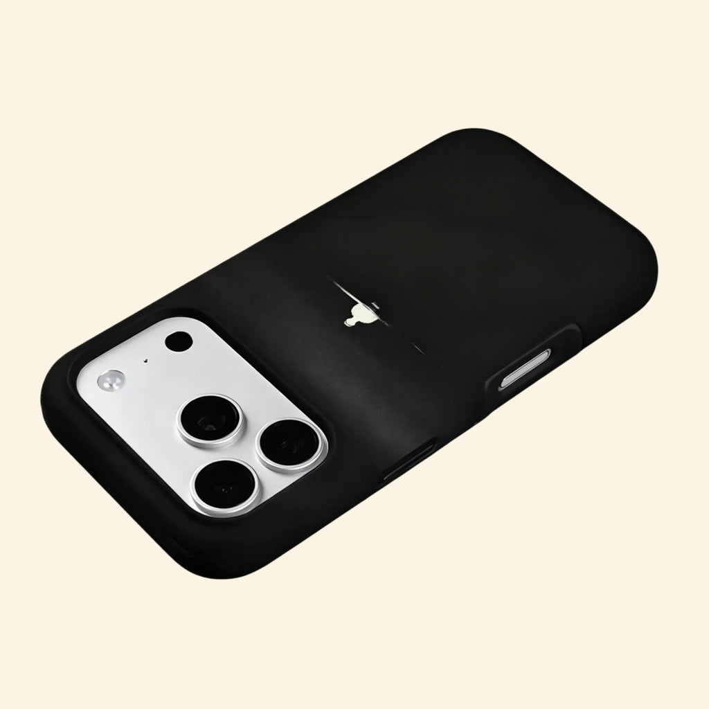 The Silent Void case – second angled floating view showing full minimalist dark waters composition and camera island