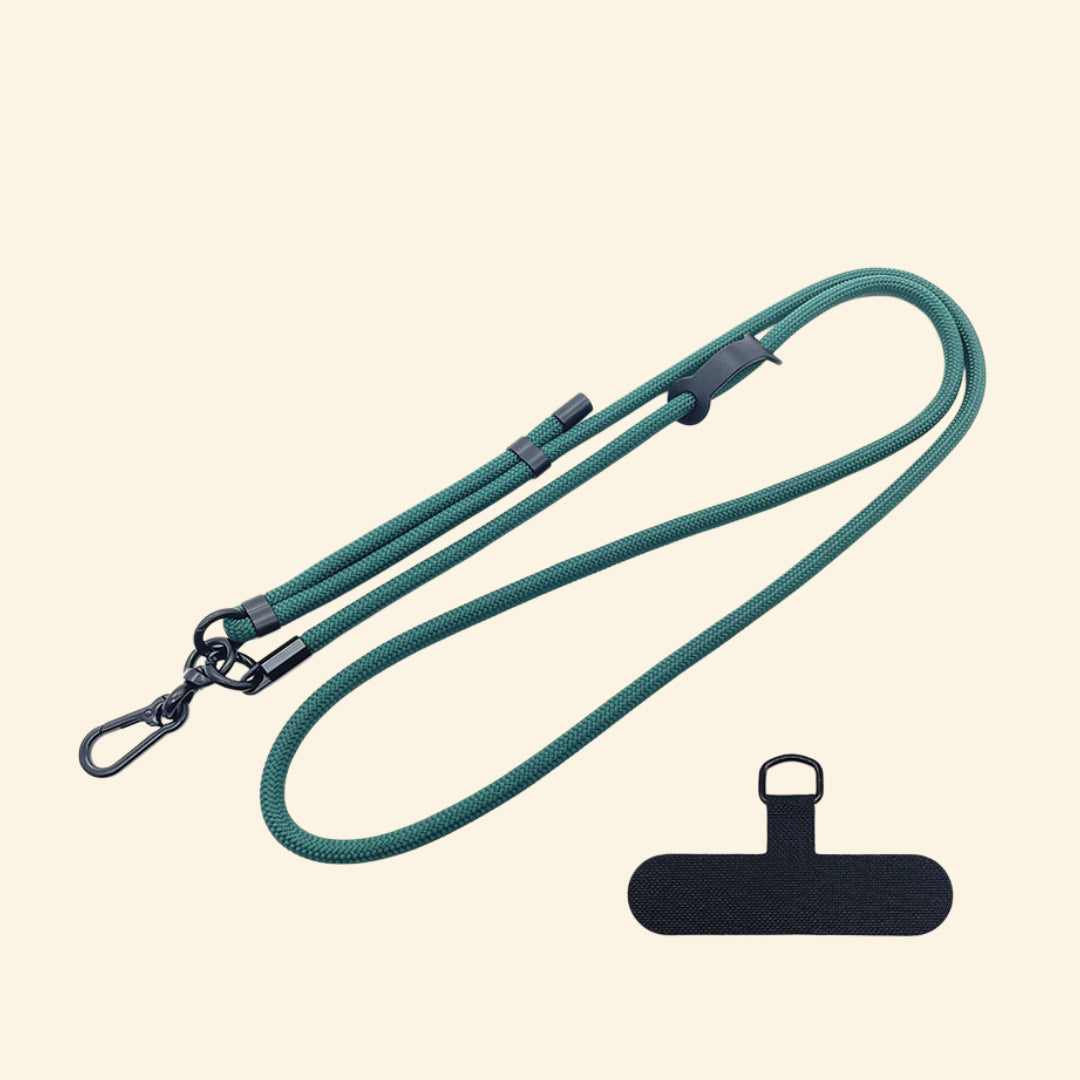 The Core Cord Forest Green – lanyard with tether pad accessory flat lay