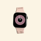 Pale Quartz Ocean Wave Silicone Apple Watch Band — Specimen No. 7589 - Carapace StudioApple Watch BandCarapace StudioCarapace StudioCS-7589-QTZ-1Apple Watch Ultra 3 (49mm)Pale Quartz Ocean Wave Apple Watch Band — overhead wrist view on cream background
