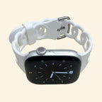 Pure White Cutout Chain Link Silicone Band — front face view on Apple Watch