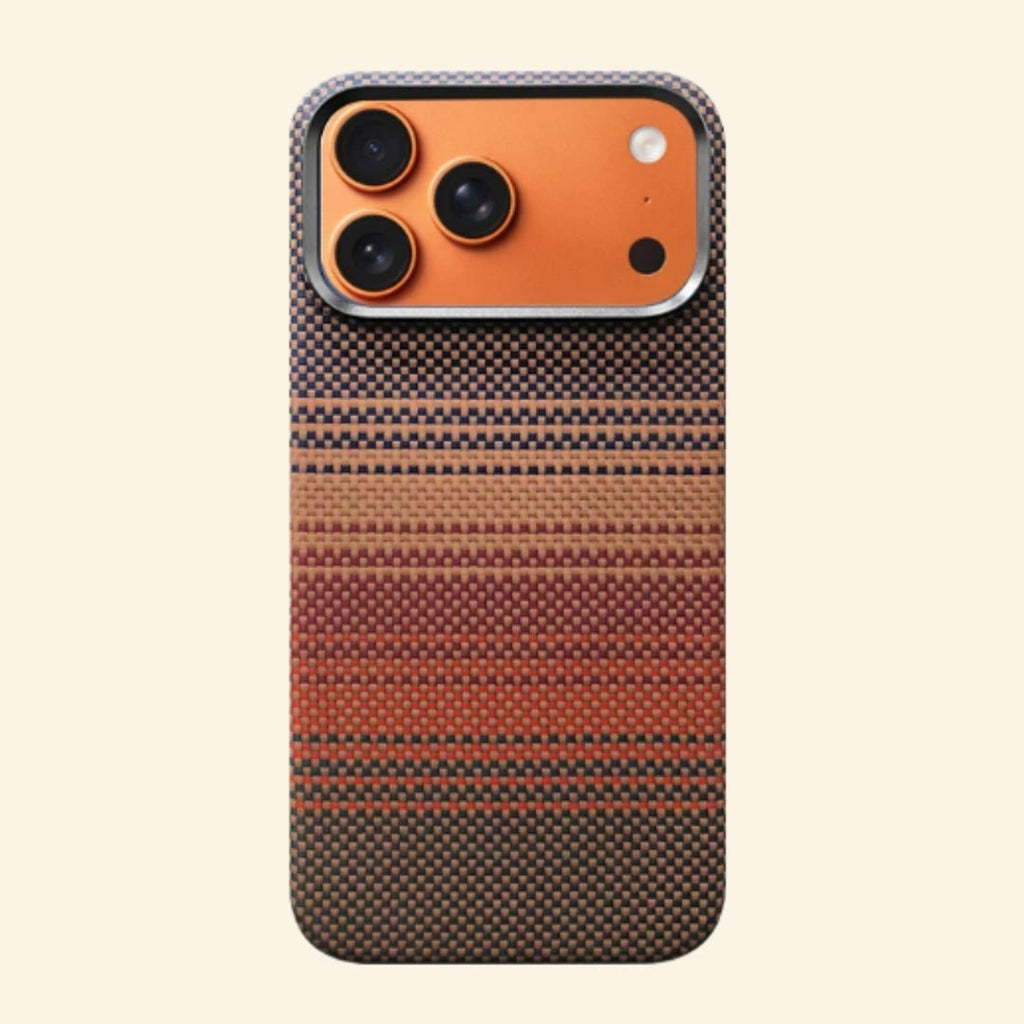 Specimen No. 10550 — Earthy Strata Gradient Aramid Case for iPhone - Carapace StudioiPhone CaseCarapace StudioCarapace StudioCS-10550-STRATA-1iPhone 17 Pro MaxSpecimen No. 10550 Strata Tapestry Aramid iPhone Case — full back view, earthy gradient weave