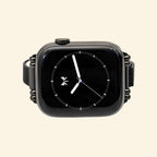 Obsidian Black Milanese Mesh Band with Vintage Lugs for Apple Watch - Carapace StudioWatch BandCarapace StudioCarapace StudioCS-5646-OBS-MIL-1Apple Watch Ultra 3 (49mm)Obsidian Milanese Mesh Band — front face view on Apple Watch