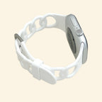 Pure White Cutout Chain Link Silicone Band — rear sensor view on Apple Watch