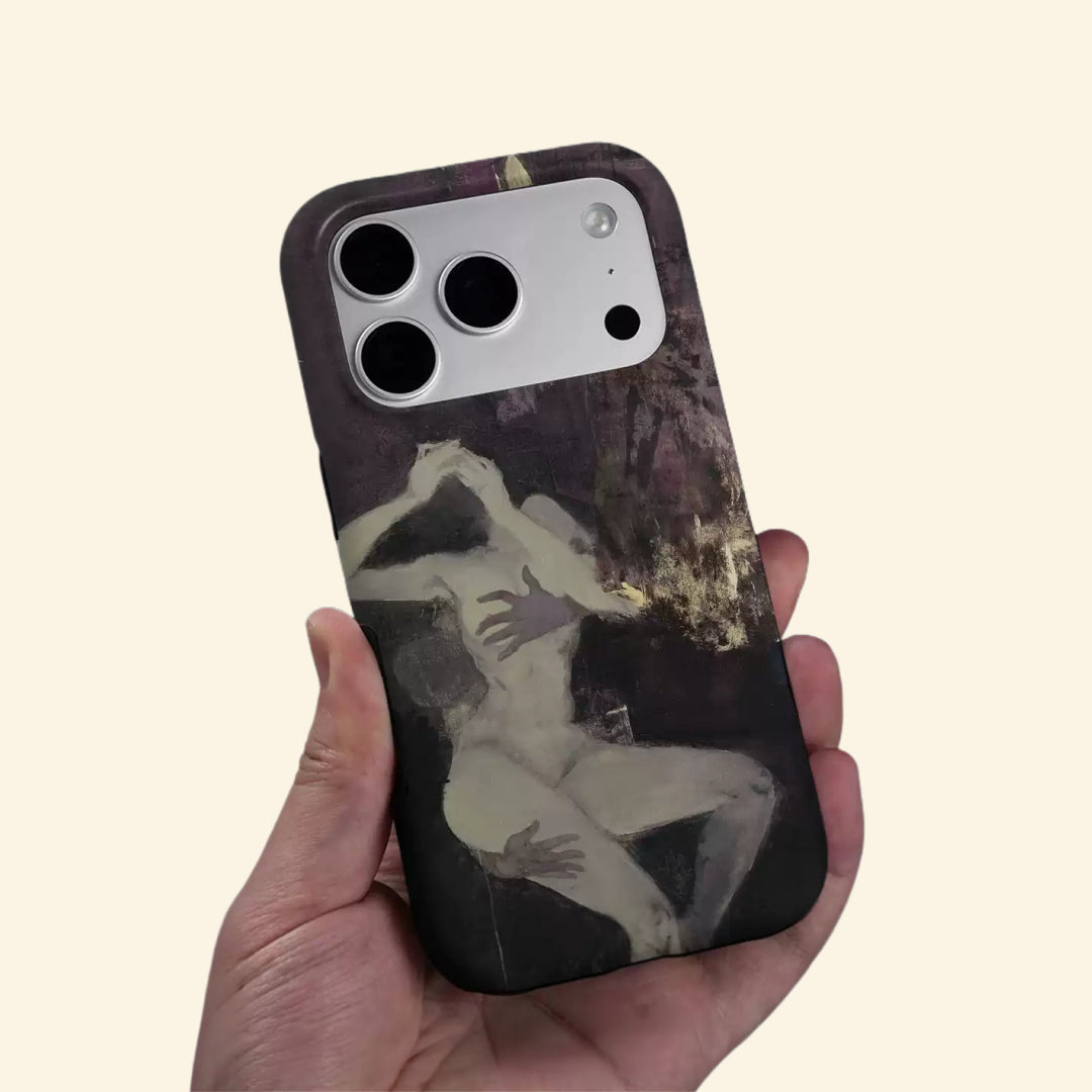 The Artistry Case Expressionist Figure Study – side angle showing camera island and buttons