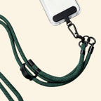 The Core Cord Forest Green – lanyard attached to phone case detail view