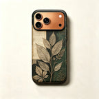 The Laurus Specimen — Archival Parchment & Emerald Leaf Enclosure for iPhone 17 Pro Max
