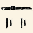 Stealth Black Paracord Braided Apple Watch Band — front-facing view on watch with all-black hardware, Specimen No. 10010