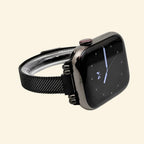 Obsidian Black Milanese Mesh Band with Vintage Lugs for Apple Watch - Carapace StudioWatch BandCarapace StudioCarapace StudioCS-5646-OBS-MIL-1Apple Watch Ultra 3 (49mm)Obsidian Milanese Mesh Band — angled side profile on Apple Watch