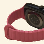 Rose Magenta Magnetic Silicone Band — close-up link texture and magnetic clasp detail