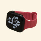 Rose Magenta Magnetic Silicone Band — front face view on Apple Watch
