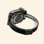 Obsidian Black Milanese Mesh Band with Vintage Lugs for Apple Watch - Carapace StudioWatch BandCarapace StudioCarapace StudioCS-5646-OBS-MIL-1Apple Watch Ultra 3 (49mm)Obsidian Milanese Mesh Band — full band rear view on Apple Watch