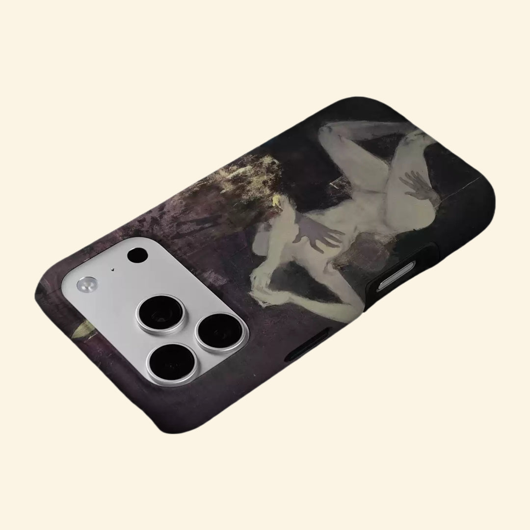 The Artistry Case Expressionist Figure Study – angled flat lay showing full artwork print