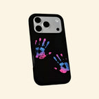 The Neon Impressions case – second angled floating view showing raw paint stroke texture and neon gradient detail