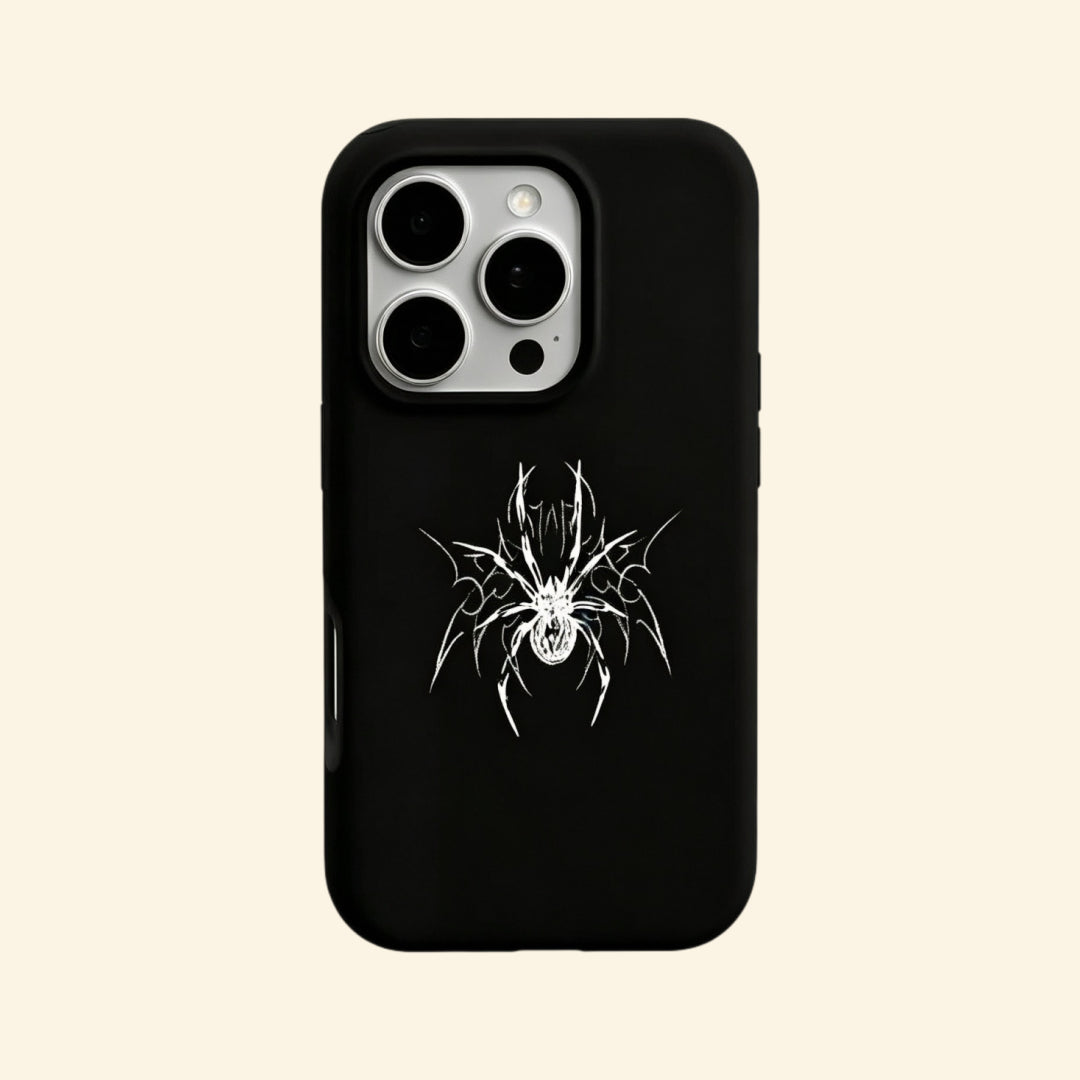 The Silver Arachnid – Cyber Sigilism Tribal Spider Fine Art iPhone Case