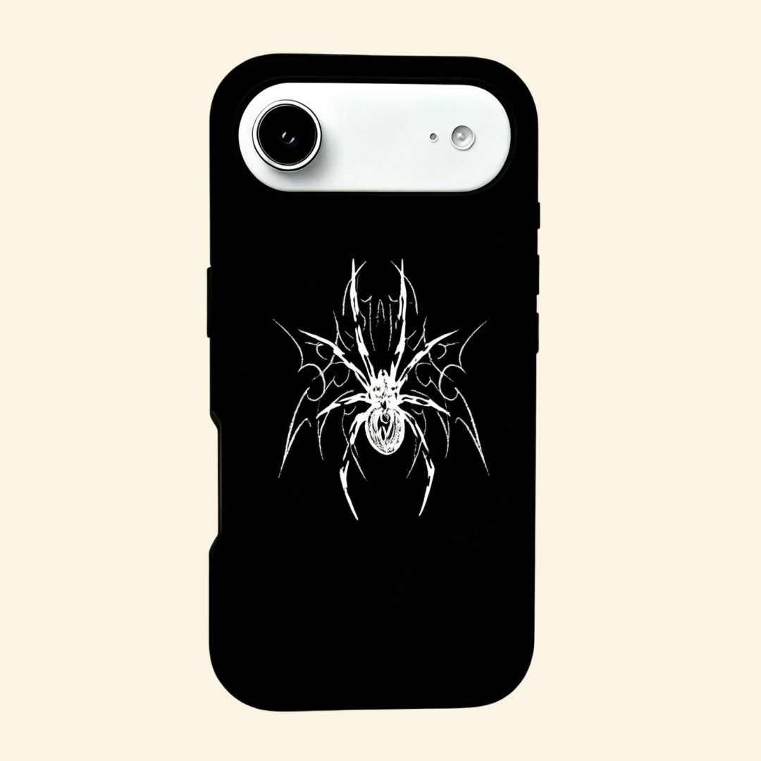 The Silver Arachnid – Cyber Sigilism Tribal Spider Fine Art iPhone Case