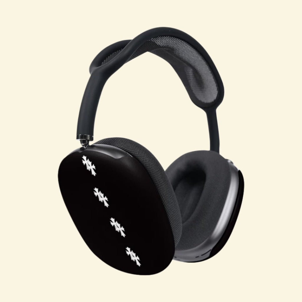 The Quad Procession — Diagonal Silver Crosses Ear Cup Enclosure for AirPods Max (1st & 2nd Gen) - Carapace StudioAirPods Max AccessoriesCarapace StudioCarapace StudioCS-084-CRUX-DIAGONALISThe Quad Procession AirPods Max ear cup cover - front view showing both cups