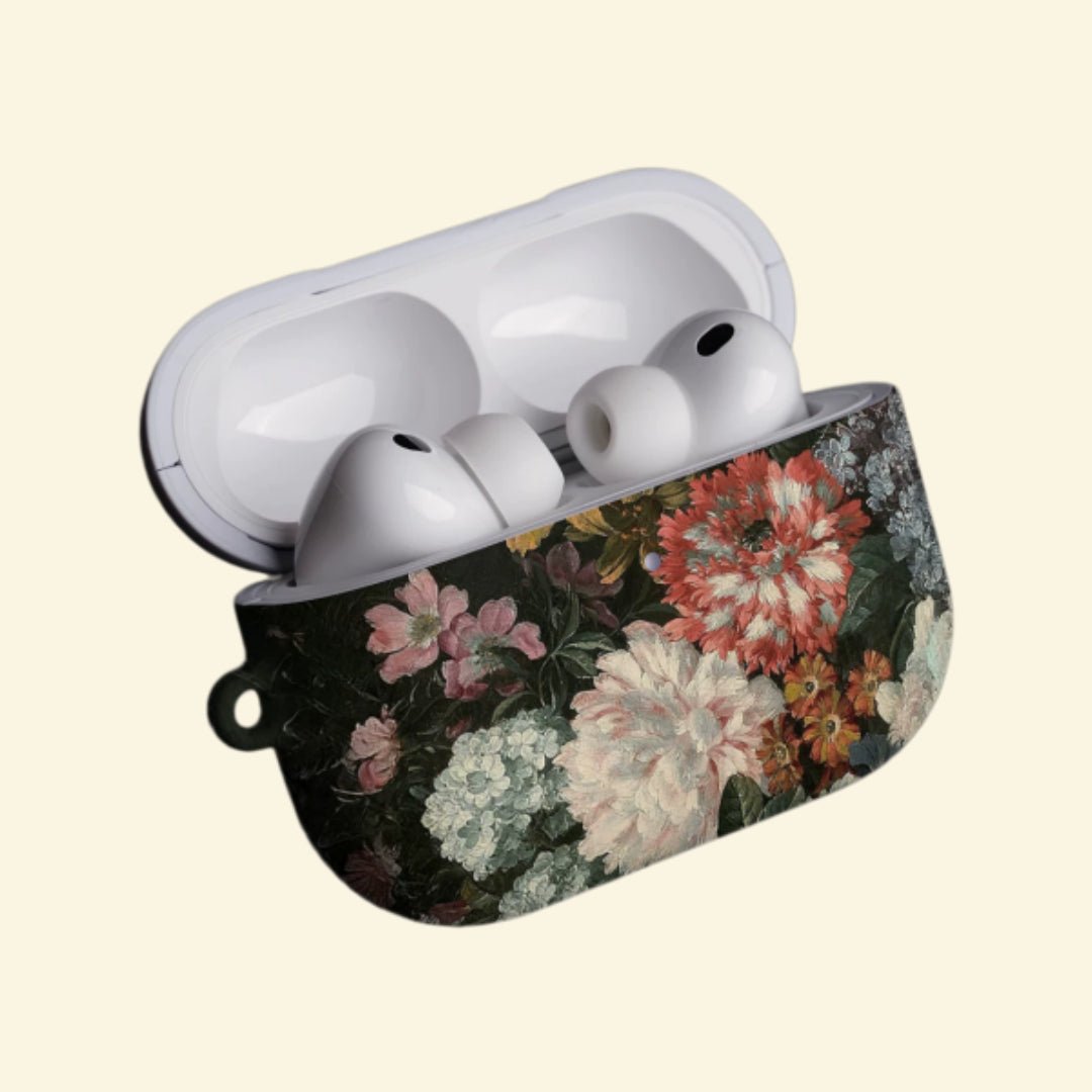 The Baroque Garden — Vintage Oil Painting Floral Hard Case for AirPods Pro 3 & AirPods 4 - Carapace StudioAirPods CaseCarapace StudioCarapace StudioAirPods Pro 3Baroque Garden AirPods case with lid open