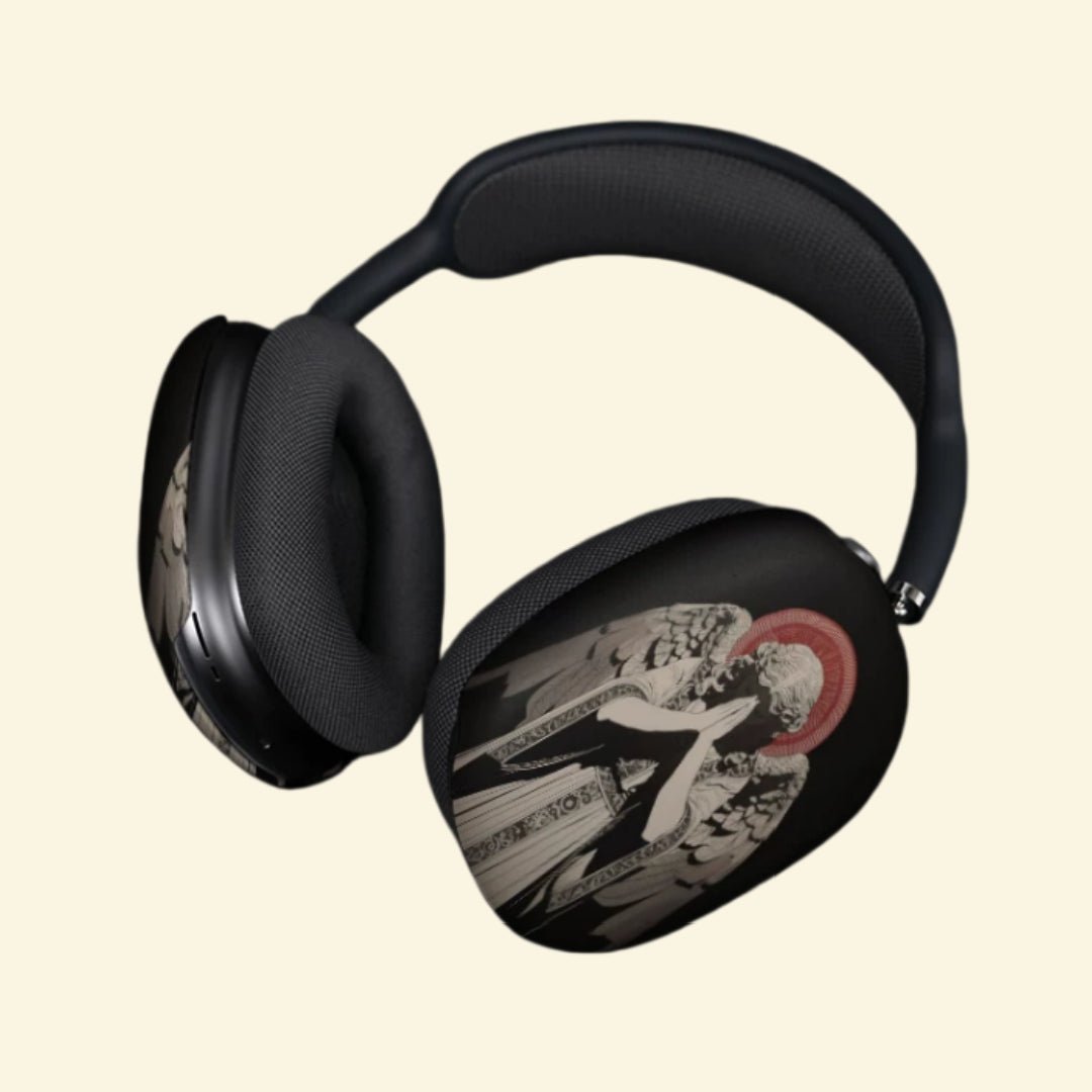 The Praying Seraph — Sorrowful Angel Ear Cup Enclosure for AirPods Max (1st & 2nd Gen) - Carapace StudioAirPods Max AccessoriesCarapace StudioCarapace StudioCS-052-ANGELUS-ORANS-V2The Praying Seraph — three-quarter view of the Renaissance angel AirPods Max ear cup cover