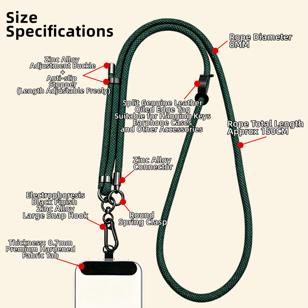 The Core Cord – Archival Utility Rope Lanyard System Forest Green
