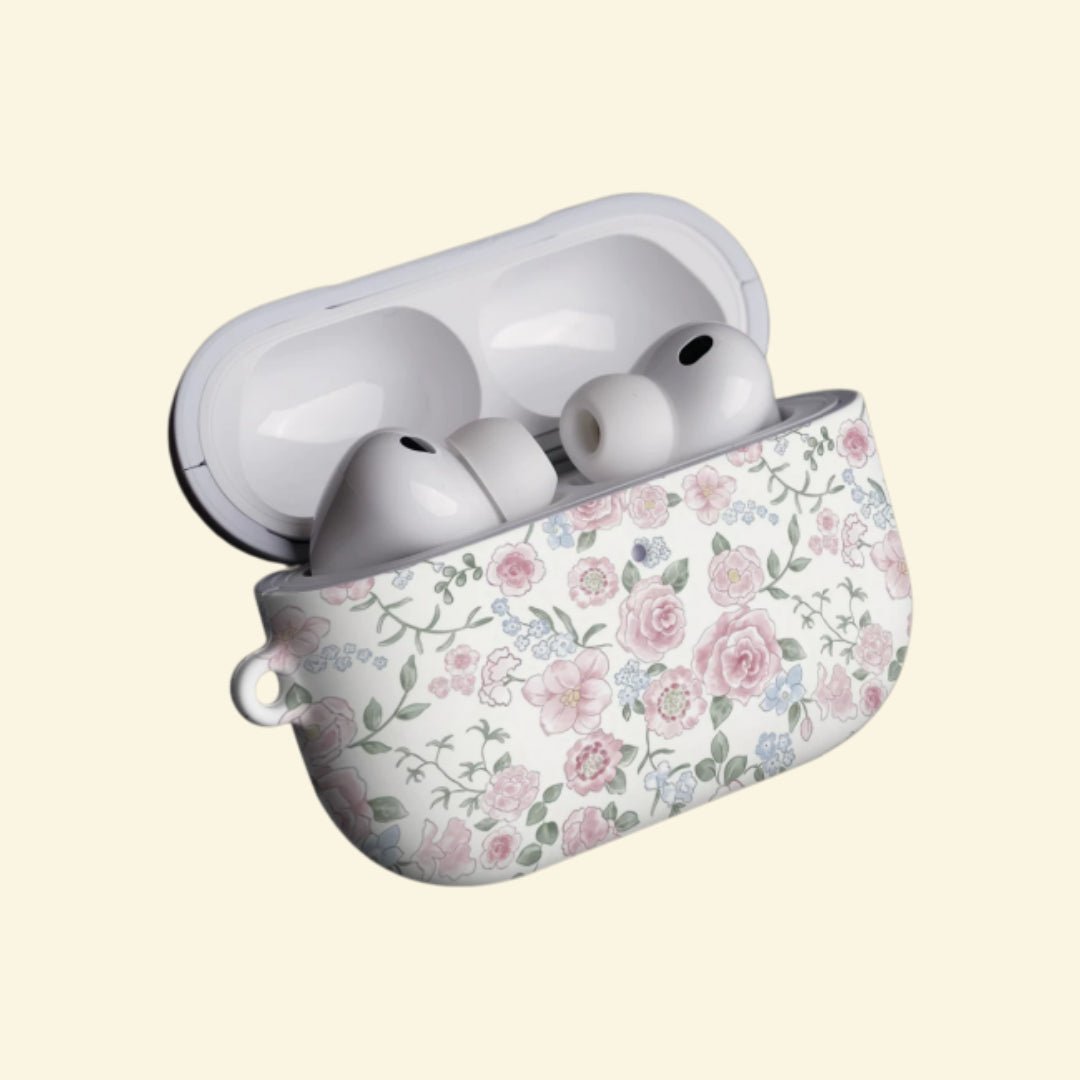 The English Rosery — Soft Watercolor Botanical Floral Hard Case for AirPods Pro 3 & AirPods 4 - Carapace StudioAirPods CaseCarapace StudioCarapace StudioAirPods Pro 3English Rosery AirPods case front view