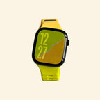 Volt Dual-Tone Apple Watch Band — front wrist view showing mustard and lime contrast