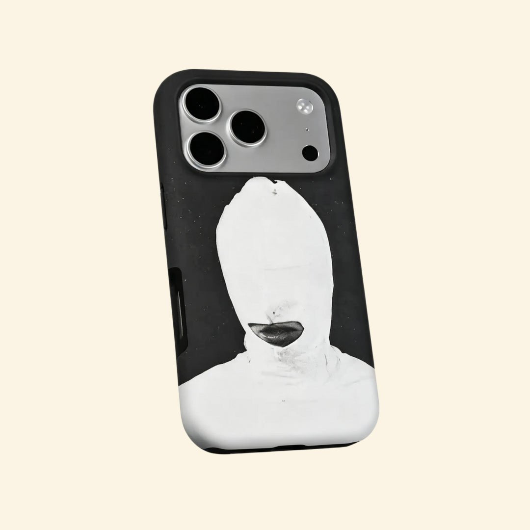 The Anonymous Form – Avant-Garde Balaclava Mask Fine Art iPhone Case - Carapace StudioPhone CaseCarapace StudioCarapace StudioCS-5141-ANONYMOUS-FORM-5iPhone 16 Pro MaxThe Anonymous Form case – angled floating view showing sharp monochrome contrast of white balaclava and camera island