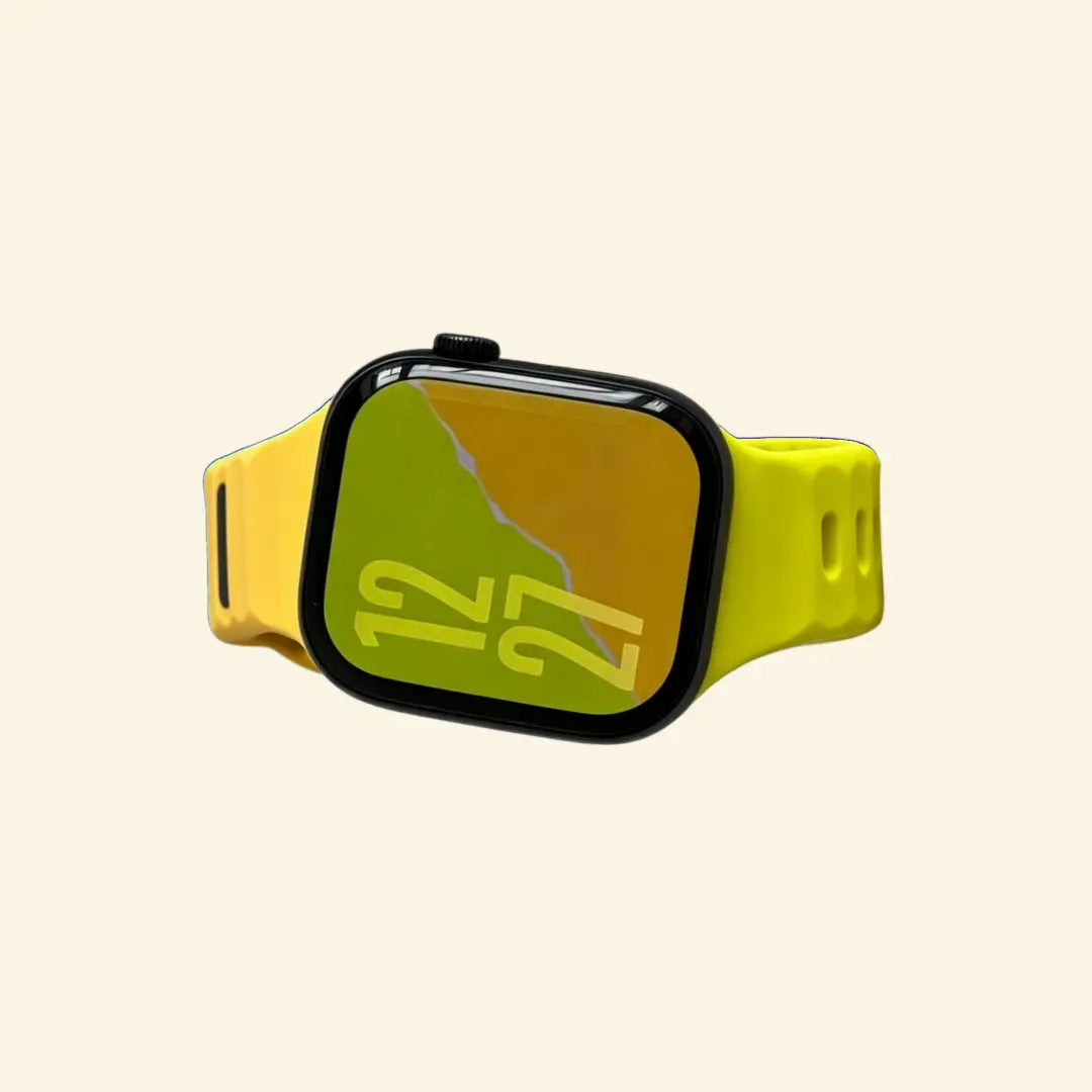 Volt Dual-Tone Apple Watch Band — angled wrist view on cream background