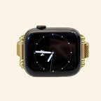 Vintage Gold Milanese Band — rear connector and mesh detail on Apple Watch