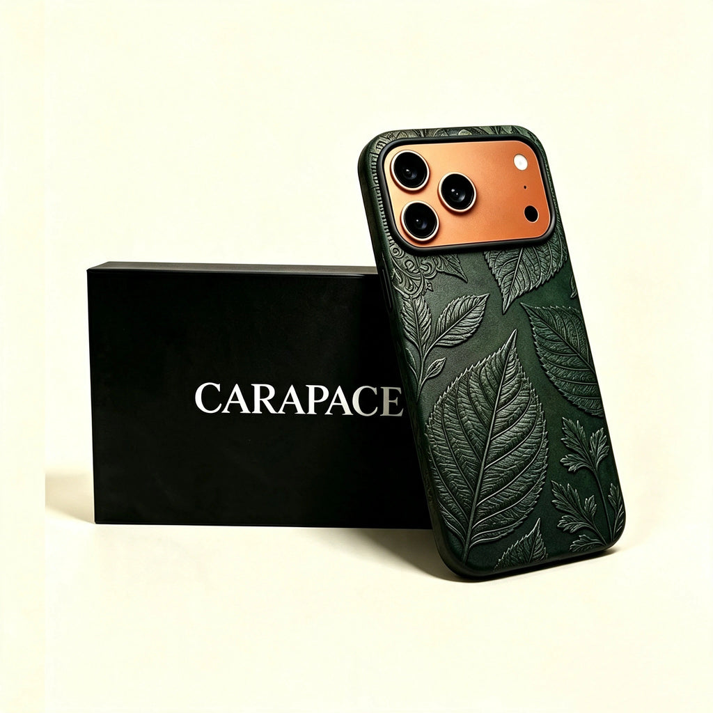 The Sylva Specimen — Deep Carved Leaf Relief Enclosure for iPhone 17 Pro Max