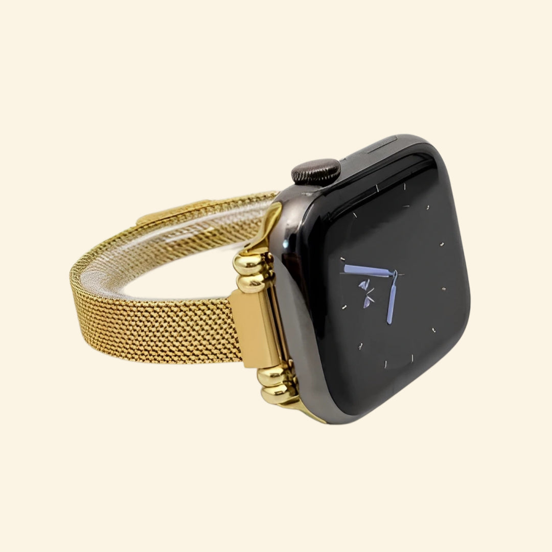 Vintage Gold Milanese Band — standalone loop display with ornate lug detail