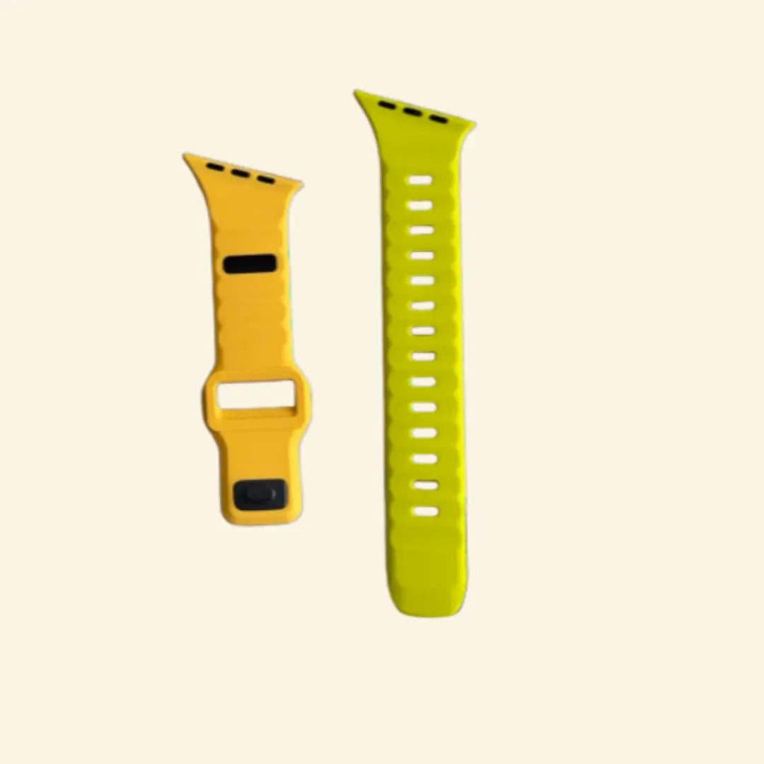 Volt Dual-Tone Apple Watch Band — band components detail, mustard yellow and volt lime