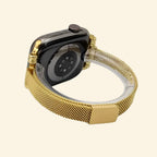Vintage Gold Milanese Band — rear view with magnetic clasp on Apple Watch