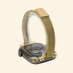 Vintage Gold Milanese Band — front face view on Apple Watch