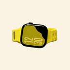 Solar Yellow Ocean Wave Silicone Apple Watch Band — Specimen No. 7412 - Carapace StudioApple Watch BandCarapace StudioCarapace StudioCS-7412-SLY-1Apple Watch Ultra 3 (49mm)Solar Yellow Ocean Wave Apple Watch Band — front wrist view on cream background