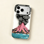 Volcanic Eruption MagSafe Phone Case – side angle showing ocean wave and lava flow detail