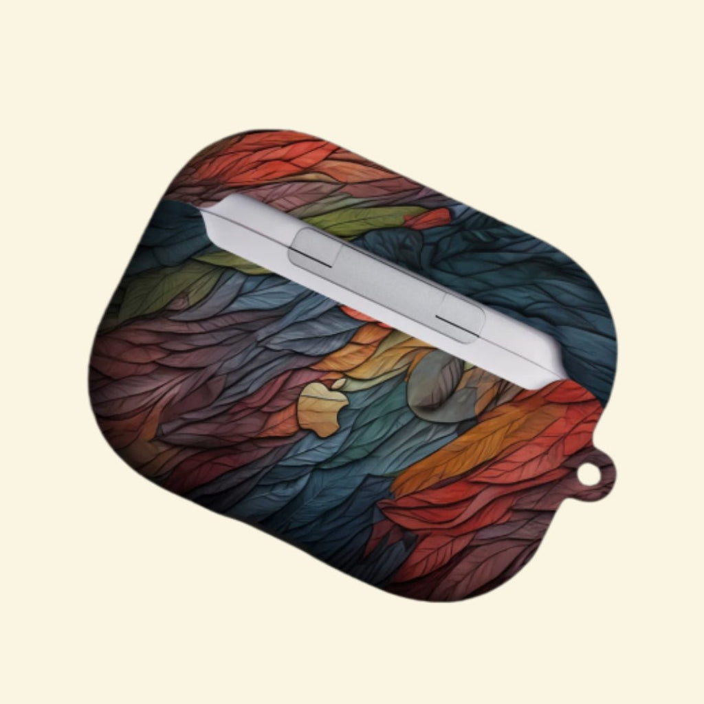 The Autumn Mosaic — Abstract Colorful Leaf Mosaic Hard Case for AirPods Pro 3 & AirPods 4 - Carapace StudioAirPods CaseCarapace StudioCarapace StudioAirPods Pro 3Autumn Mosaic AirPods case angled view