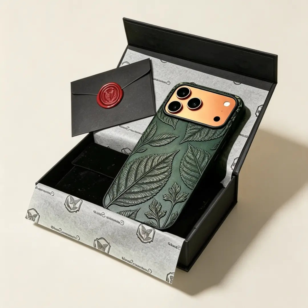 The Sylva Specimen — Deep Carved Leaf Relief Enclosure for iPhone 17 Pro Max