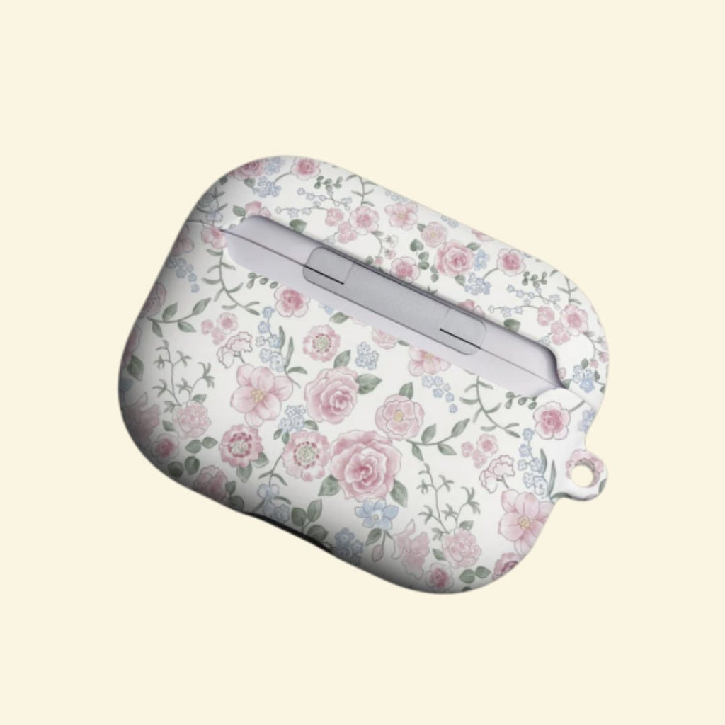 The English Rosery — Soft Watercolor Botanical Floral Hard Case for AirPods Pro 3 & AirPods 4 - Carapace StudioAirPods CaseCarapace StudioCarapace StudioAirPods Pro 3English Rosery AirPods case top view