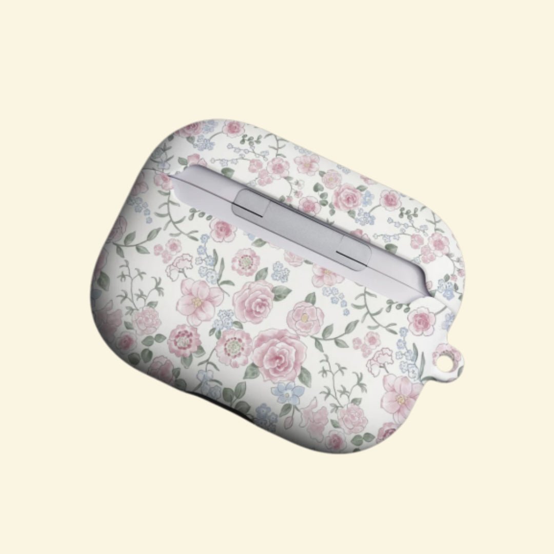 The English Rosery — Soft Watercolor Botanical Floral Hard Case for AirPods Pro 3 & AirPods 4 - Carapace StudioAirPods CaseCarapace StudioCarapace StudioAirPods Pro 3English Rosery AirPods case top view