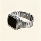 Baroque Archival Suite — full set on Apple Watch, silver engraved case with link band