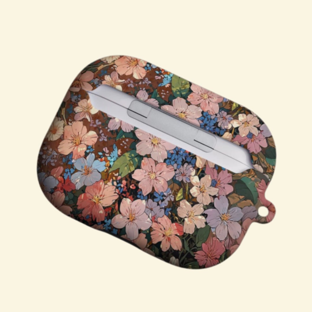 The Antique Orchard — Vintage Blossom Tapestry Hard Case for AirPods Pro 3 & AirPods 4 - Carapace StudioAirPods CaseCarapace StudioCarapace StudioAirPods Pro 3Antique Orchard AirPods case angled view