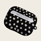 The Obsidian Daisy — Vintage White Floral Pattern Hard Case for AirPods Pro 3 & AirPods 4 - Carapace StudioAirPods CaseCarapace StudioCarapace StudioAirPods Pro 3Obsidian Daisy AirPods case top view