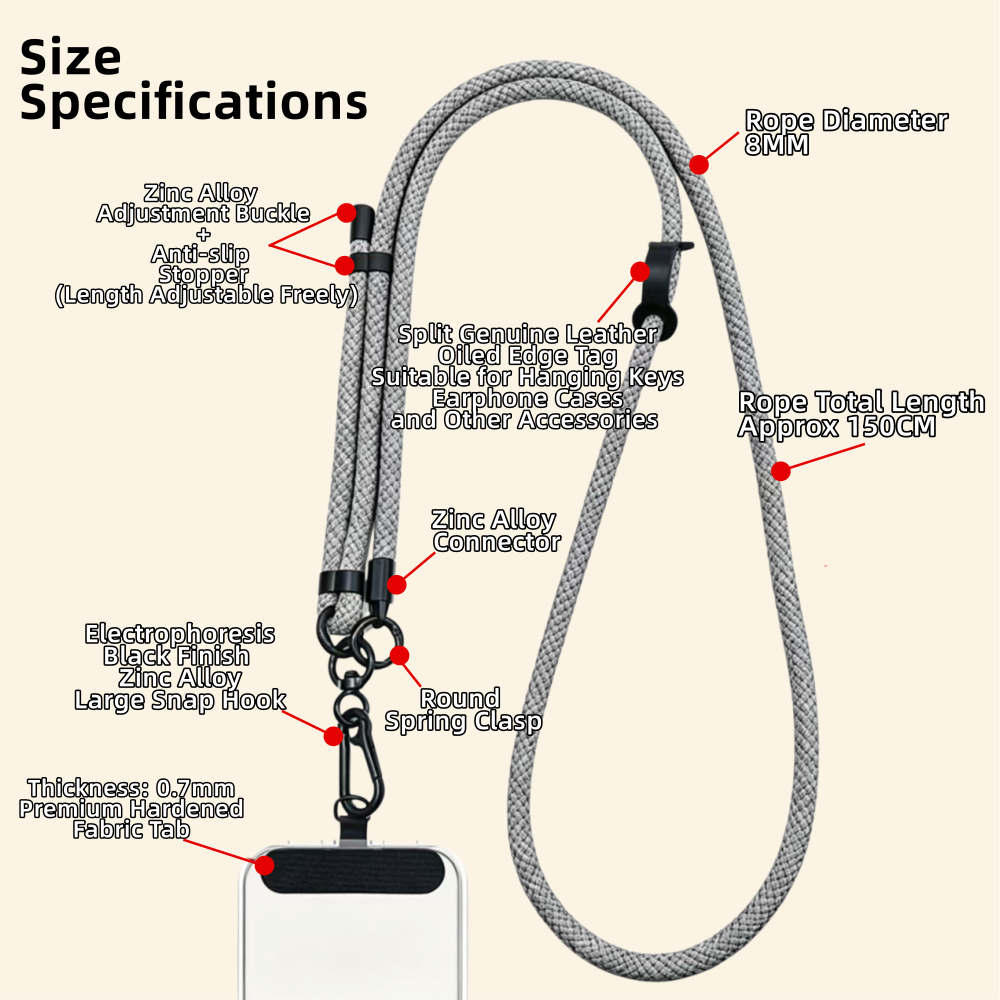 The Core Cord – Archival Utility Rope Lanyard System Cement Gray