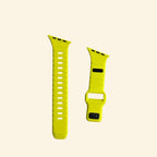 Volt Lime Ocean Wave Silicone Apple Watch Band — Specimen No. 7149 - Carapace StudioApple Watch BandCarapace StudioCarapace StudioCS-7149-VLT-1Apple Watch Ultra 3 (49mm)Volt Lime Ocean Wave Apple Watch Band — band pieces detail on cream background