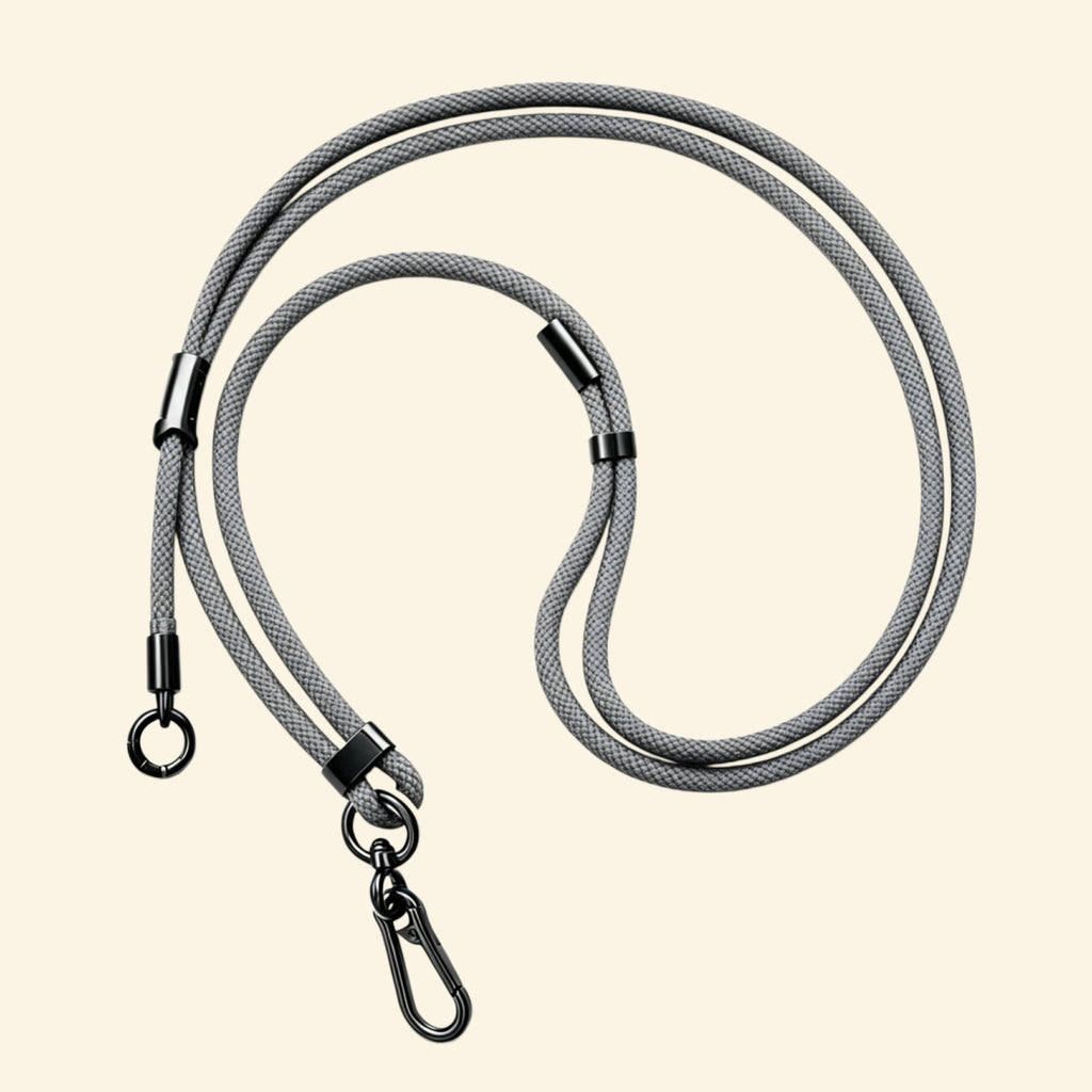The Core Cord Cement Gray – full lanyard coiled flat lay