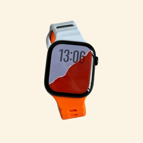 Dual-Tone Ocean Wave Apple Watch Band — flatlay with separate band pieces