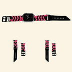 Hot Pink Paracord Braided Band for Apple Watch — Specimen No. 10112 - Carapace StudioApple Watch BandCarapace StudioCarapace StudioCS-10112-PCRD-HPK-AW-1Apple Watch Ultra 3 (49mm)Hot Pink Paracord Braided Apple Watch Band — front-facing view on Apple Watch with high-contrast pink and black pattern, Specimen No. 10112